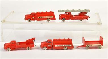 Lego, 2x Tankwagen, Feuerwehr + Abschleppwagen