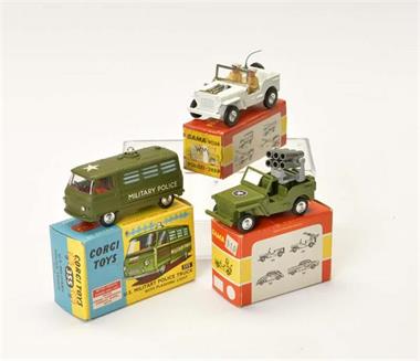 Gama Minimod, Raketen Jeep, Polizei Jeep + Corgi Toys Police Truck
