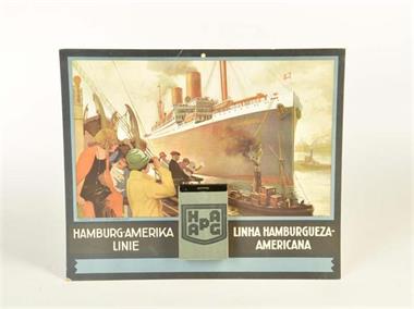 Tafel mit Kalender "HAPAG Hamburg-Amerika Linie"