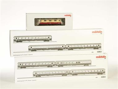 Märklin, E-Lok RE 4/4 (37349) + Schnellzugwagen Set 43853 + 43854