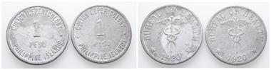 Philippinen, Culion Leper Kolonie, Peso 1920, 2 Stück