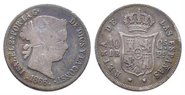 Philippinen, Isabella II. von Spanien 1833-1868, 10 Centimos 1866