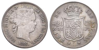 Philippinen, Isabela II. von Spanien 1833-1868, 20 Centimos 1866
