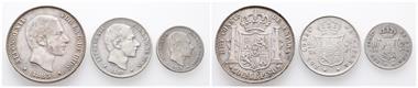 Philippinen, Alfonso XII. von Spanien 1874-1885, 10, 20 und 50 Centimos 1883. 3 Stück