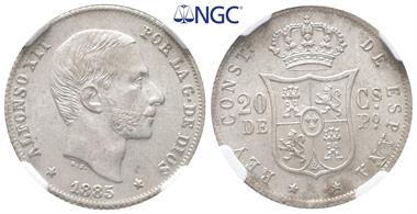 Philippinen, Alfonso XII. von Spanien 1874-1885, 20 Centimos 1885