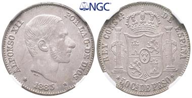 Philippinen, Alfonso XII. von Spanien 1874-1885, 50 Centimos 1885