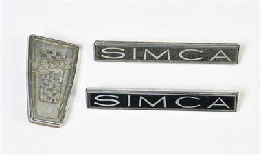 Simca, 3 Typenschilder + Embleme