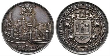 Ravensburg Stadt, Silbermedaille 1902, auf die 1000- Jahrfreier der Stadt.