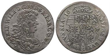 Brandenburg Preußen, Friedrich Wilhelm 1640-1688, 1/3 Taler 1671