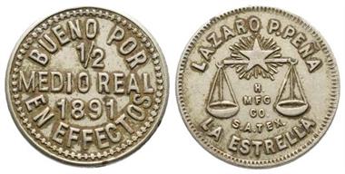 USA, Texas, Token zu 1/2 Real 1891