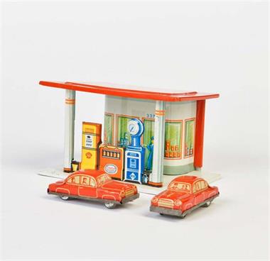 Fischer, Penny Toy Tankstelle mit 2 Fahrzeugen