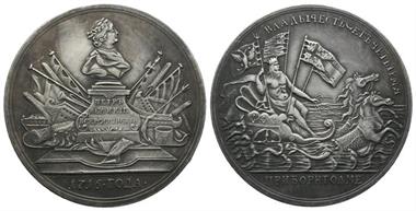 Rußland, Peter I. 1682-1725, Weißmetall Medaille 1716