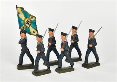 Lineol, 6 Marine Soldaten (Fahnenträger u.a.)