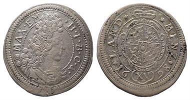 Bayern, Maximilian II. Emanuel 1679-1726, 15 Kreuzer (1/4 Gulden) 1698
