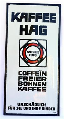 Kaffee Hag, Emailleschild (flach, abgekantet)