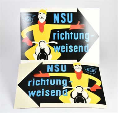 2 NSU Glanzpappe-Schilder, 50er Jahre
