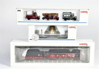 Märklin, BR03 3397, Fahrzeuge 1890 und 84866 Schwerlastwagen mit Glocke