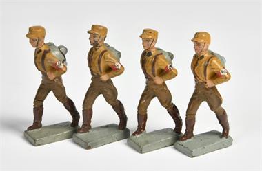 Lineol, 4 SA Männer im Marsch mit Tornister