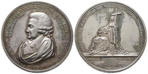 Bremen, Stadt, Silbermedaille, 1821, auf den Pastor Johann David Nicolai, Jungk 32