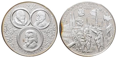 Stralsund, Stadt. Silbermedaille 1991, des Numismatischen Vereins Stralsund auf die Wallensteintage